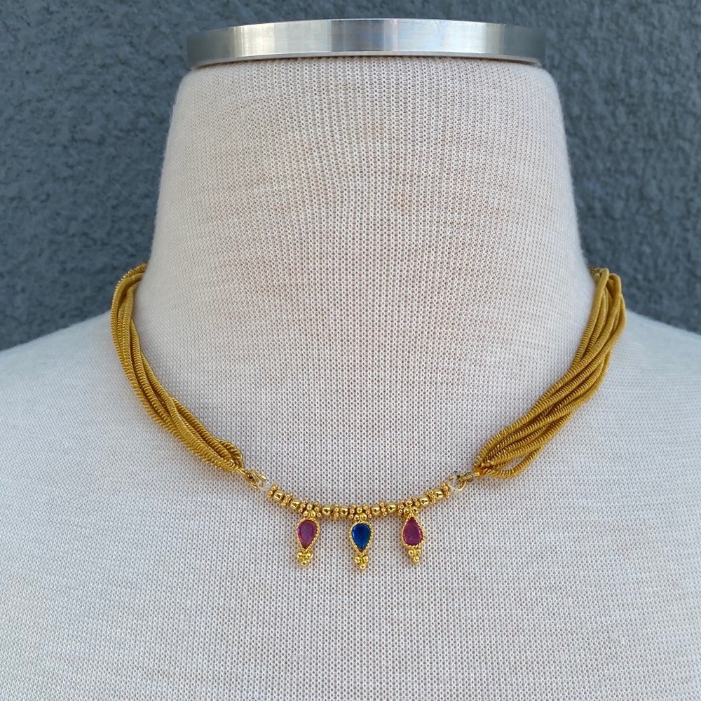 Multi Colored Gold Rope Necklace - Picture 8 of 8